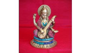 Hindu Brass Statue - Saraswati